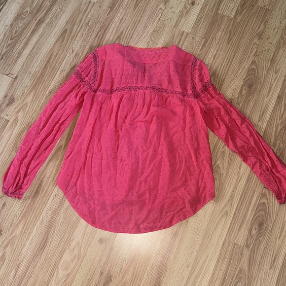 Free People Everyday Girl Swiss Dot Embroidered Button Down Shirt Size Medium - Picture 6 of 6